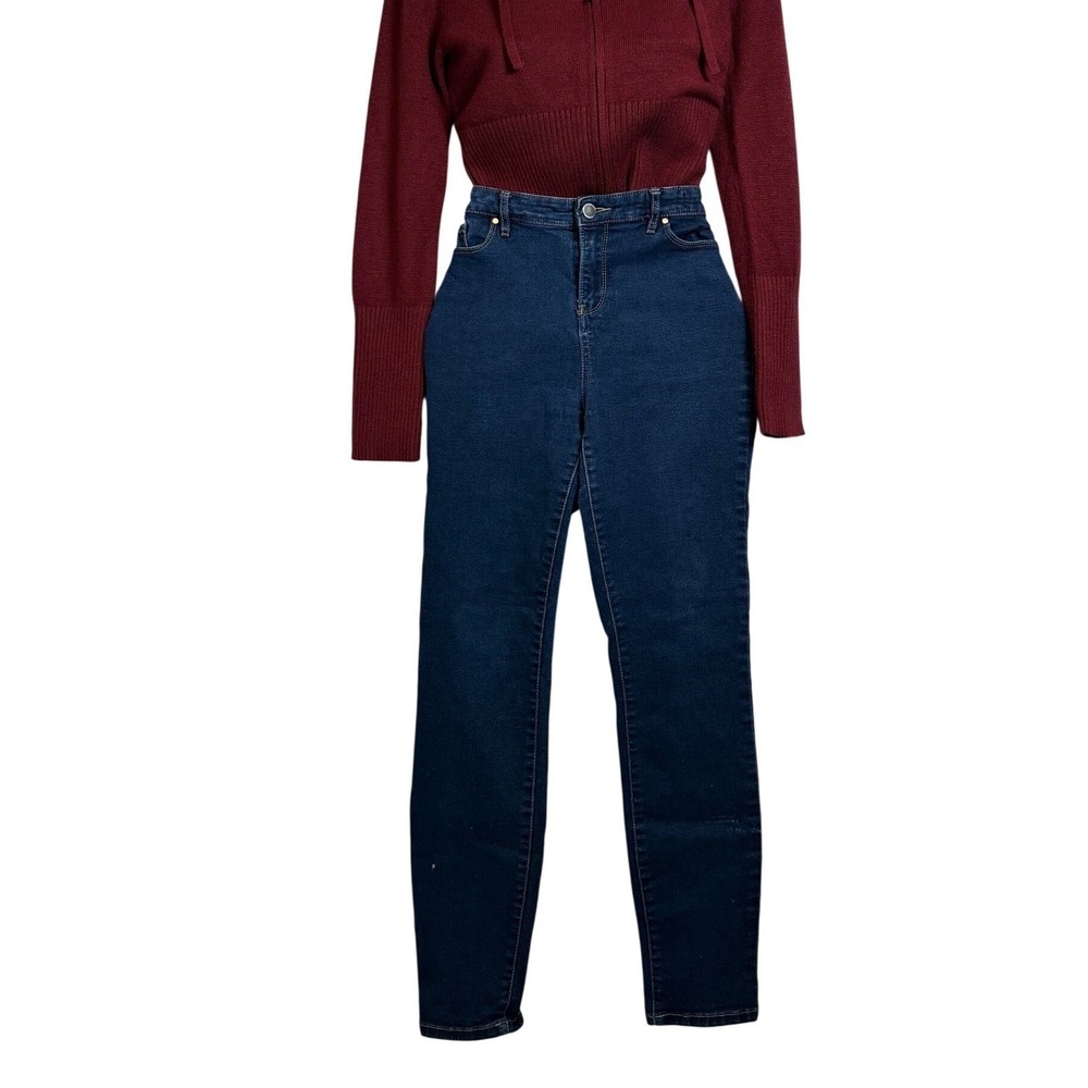 Ellen Tracy Refined Mid Rise Skinny Jeans Dark Wash Size 10